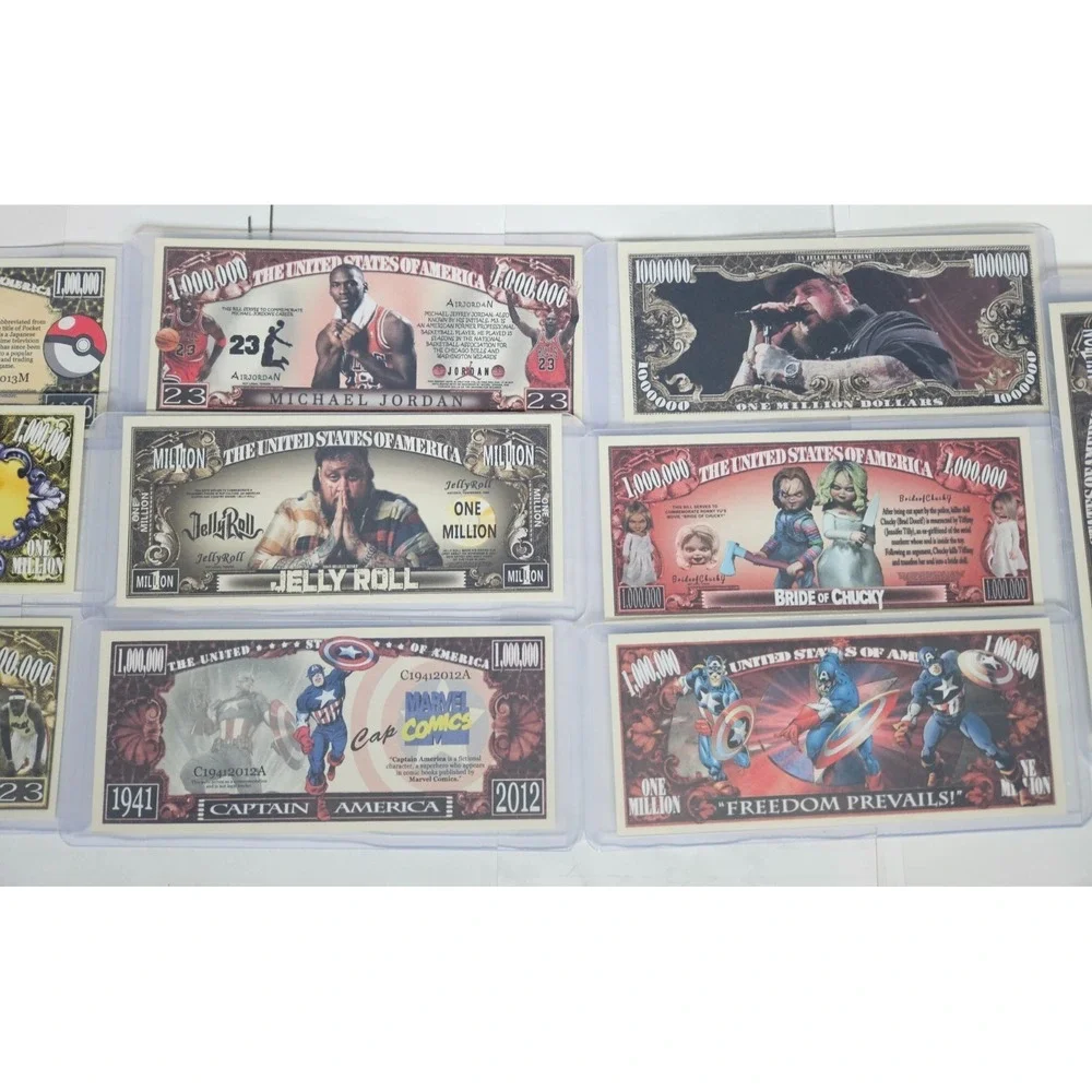 12 Fun Assorted Novelty~$1,000,000 One Million Dollar Bills-Poke,Jelly,Chuck-etc